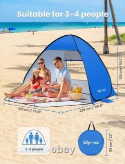 Tente de Plage Luxe Éphémère pour Usage Familial Portable & Protection UV UPF 50+