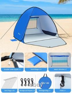 Tente de Plage Luxe Éphémère pour Usage Familial Portable & Protection UV UPF 50+