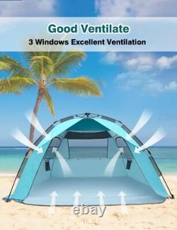 Tente de Plage Pop-Up Grande pour 4-6 Personnes, Abri de Plage avec Protection UV