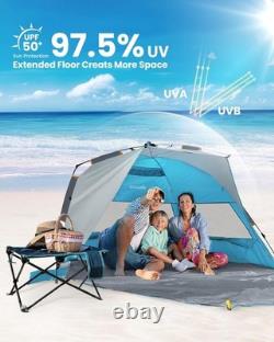Tente de Plage Pop Up X-Large pour 3-4 Personnes Installation Facile et Protection UPF 50+