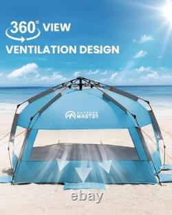 Tente de Plage Pop Up X-Large pour 3-4 Personnes Installation Facile et Protection UPF 50+