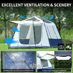 Tente de cabine pop-up pour 4 personnes, installation instantanée en 3 minutes, abri de camping familial avec pluie