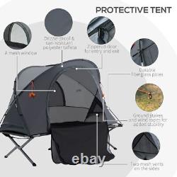 Tente de camping 1 personne tout en un avec lit et matelas pneumatique auto-gonflant, sac de transport