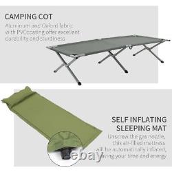 Tente de camping 1 personne tout en un avec lit et matelas pneumatique auto-gonflant, sac de transport