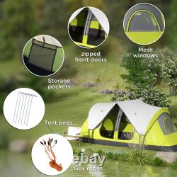 Tente de camping 2 chambres avec auvent imperméable 2000 mm et panneaux en filet