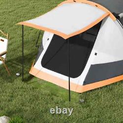 Tente de camping 2 chambres avec coque résistant à l'eau et 2 portes et fenêtres zippées orange