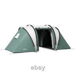 Tente de camping 2 chambres avec espace de vie, imperméable 3000 mm, verte