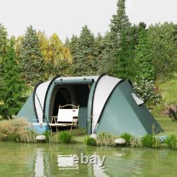 Tente de camping 2 chambres avec espace de vie, imperméable 3000 mm, verte
