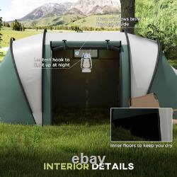 Tente de camping 2 chambres avec espace de vie, imperméable 3000 mm, verte