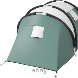 Tente de camping 2 chambres avec espace de vie, imperméable 3000 mm, verte