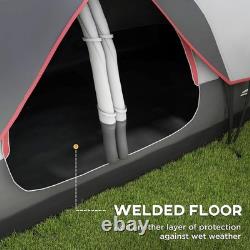 Tente de camping 2 pièces avec double-toit imperméable et panneaux moustiquaires gris