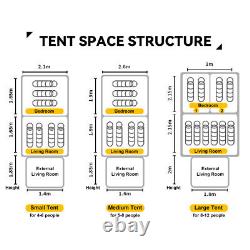 Tente de camping 210T grande capacité pour 8-10 personnes, tente de camping à double couche 149,6 x 102,4 x 72,8 pouces