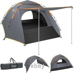 Tente de camping 3 personnes pop-up automatique instantanée trois couches imperméable 4 saisons grande
