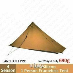Tente de camping 3FUL LanShan 1 Pro 4 saisons pour 1 personne, tente ultralight beige