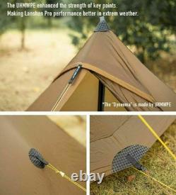 Tente de camping 3FUL LanShan 1 Pro 4 saisons pour 1 personne, tente ultralight beige