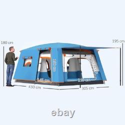 Tente de camping 4-6 personnes avec 2 chambres, imperméable 3000mm, bleue