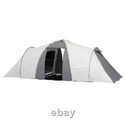 Tente de camping 4-6 personnes avec fenêtres en maille résistantes aux UV et 2 chambres gris/jaune