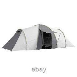 Tente de camping 4-6 personnes avec fenêtres en maille résistantes aux UV et 2 chambres gris/jaune