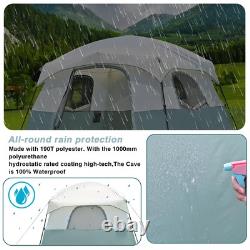 Tente de camping 4/6 personnes, installation facile, grande tente de type cabane avec auvent, démonstration