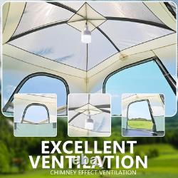 Tente de camping 4/6 personnes, installation facile, grande tente de type cabane avec auvent, démonstration