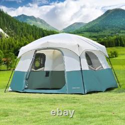 Tente de camping 4/6 personnes, installation facile, grandes tentes de type cabane avec auvent, démonstration