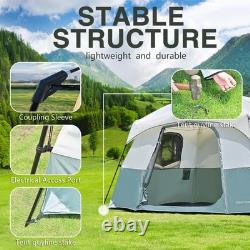 Tente de camping 4/6 personnes, installation facile, grandes tentes de type cabane avec auvent, démonstration