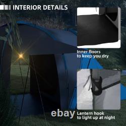 Tente de camping 4/6 places avec 2 chambres et espace de vie, gris et bleu