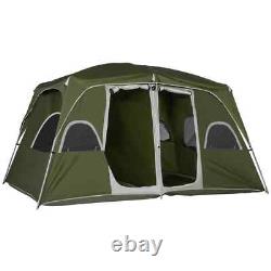 Tente de camping 4-8 personnes 2 chambres résistant à l'eau avec grandes fenêtres en maille verte
