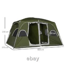 Tente de camping 4-8 personnes 2 chambres résistant à l'eau avec grandes fenêtres en maille verte