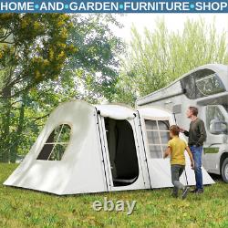 Tente de camping 4 fenêtres larges design portable en polyester résistant à l'eau couleur khaki
