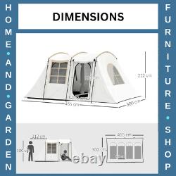 Tente de camping 4 fenêtres larges design portable en polyester résistant à l'eau couleur khaki