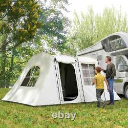 Tente de camping 4 fenêtres larges design portable en polyester résistant à l'eau couleur khaki