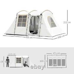 Tente de camping 4 fenêtres larges design portable en polyester résistant à l'eau couleur khaki