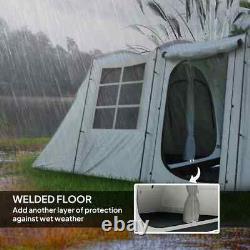 Tente de camping 4 fenêtres larges design portable en polyester résistant à l'eau couleur khaki