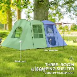 Tente de camping 4 fenêtres larges design portable en polyester résistant à l'eau couleur khaki
