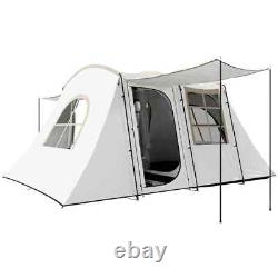 Tente de camping 4 fenêtres larges design portable en polyester résistant à l'eau couleur khaki