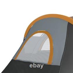Tente de camping 5-6 personnes avec sac, armature en fibre de verre et en acier, grise