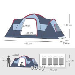 Tente de camping 5-6 personnes avec sac, structure en fibre de verre et acier, grande tente de randonnée, abri