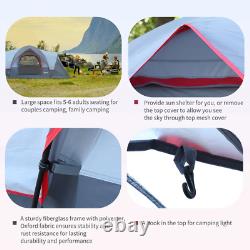 Tente de camping 5-6 personnes avec sac, structure en fibre de verre et acier, grande tente de randonnée, abri