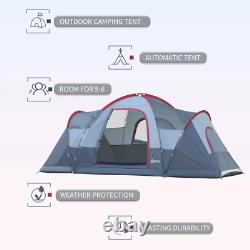 Tente de camping 5-6 personnes avec sac, structure en fibre de verre et acier, grande tente de randonnée, abri