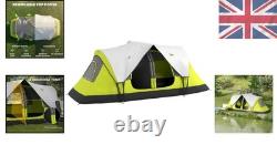 Tente de camping 6-8 personnes, 2 chambres, double-toit, toit en mesh, portable, jaune