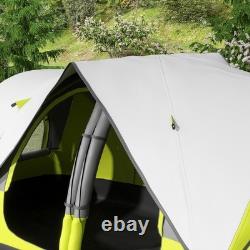 Tente de camping 6-8 personnes, 2 chambres, double-toit, toit en mesh, portable, jaune