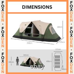 Tente de camping 6-8 personnes 2000 mm imperméable fenêtres aérations tapis de sol FOXDEN