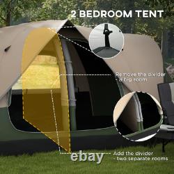 Tente de camping 6-8 personnes 2000 mm imperméable fenêtres aérations tapis de sol FOXDEN