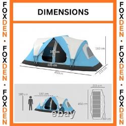 Tente de camping 6-8 personnes imperméable 2000 mm avec double toit, deux pièces, tunnel, 3 saisons, bleu ciel Tente de camping 6-8 personnes imperméable 2000 mm avec double toit, deux pièces, tunnel, 3 saisons, bleu ciel