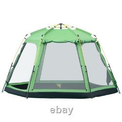 Tente de camping 6 personnes 2 niveaux pop-up familiale avec sac de transport Outsunny verte