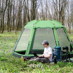 Tente de camping 6 personnes 2 niveaux pop-up familiale avec sac de transport Outsunny verte