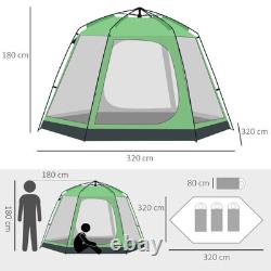 Tente de camping 6 personnes 2 niveaux pop-up familiale avec sac de transport Outsunny verte