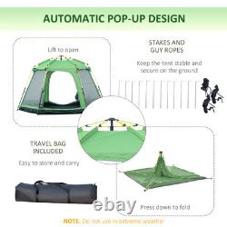 Tente de camping 6 personnes 2 niveaux pop-up familiale avec sac de transport Outsunny verte