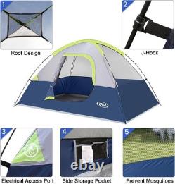 Tente de camping 6 personnes 4 saisons imperméable et coupe-vent, installation facile en 3 min, bleu foncé